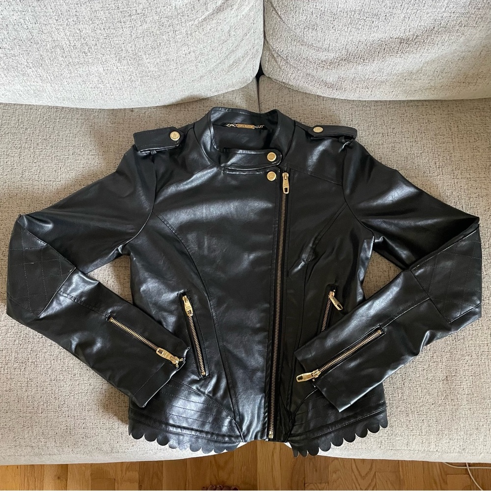 Steve Madden Black Faux Leather Jacket Sz-Small - Picture 13 of 13